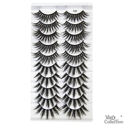 Clearance Lashes 3D False Wispy Eyelashes Natural Mink Long Thick Cat Eye Mixed • £2.99