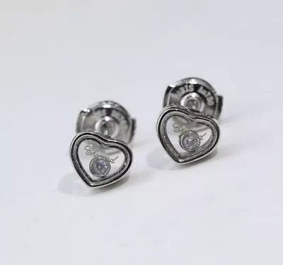 Happy Floating Diamonds Inside Love Heart Glass Earrings Studs S925 • $39.73