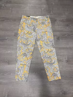 $75 J Crew Skimmer City Fit Floral Yellow Cotton Stretch Pants Womens 2 NEW • $29.90