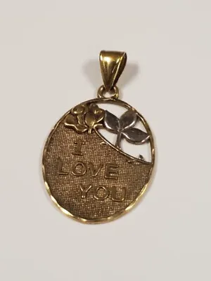 Sterling Silver/Gold Overlay Oval  I Love You'  Pendant • $14.99