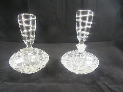 Vintage Etched Glass Vanity Set Perfume Bottle And Trinket Dish • $37