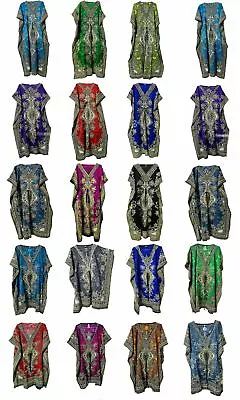 $19.55 • Buy Women's Long & Short Kaftan Floral Boho Dress Beach Cover Up Caftan Night Wear