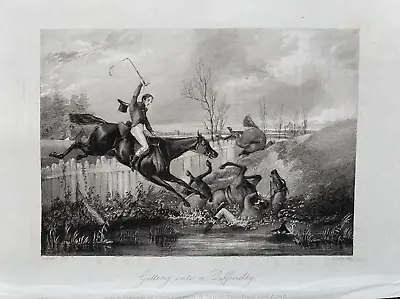 1842 Antique Print; Getting Into A Difficulty. Fox Hunting: H. Alken • £7.99