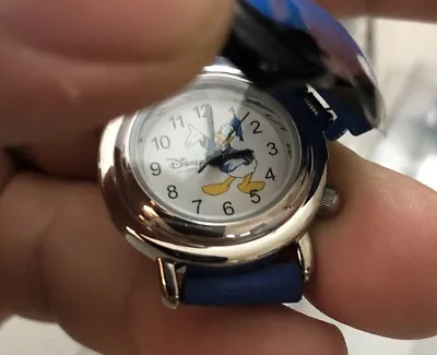 2000s Disney Time Works Watch Donald Duck Leather Strap New | Needs New Battery • $44.95