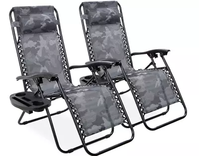 Patio Chairs Recliners Set Of 2  Lounger  Deck Chair Beach Pool Adjustable Back • $129.99