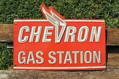 $49.97 • Buy Chevron Gas Station Embossed Tin Metal Sign - Standard Oil Company - Gasoline