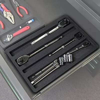 Tool Drawer Organizer 15x10 Ratchet Socket Wrench Holder Insert Black Foam Tray • $27.13