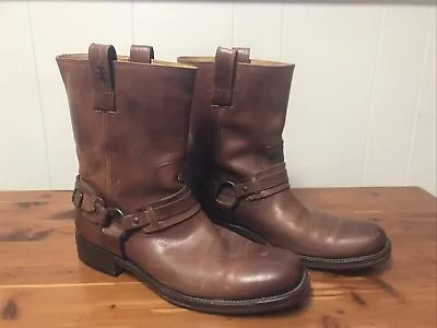 Frye Motorcycle Boots Mens Size 10 D Chestnut Leather Belted Harness-MINT • $99.95