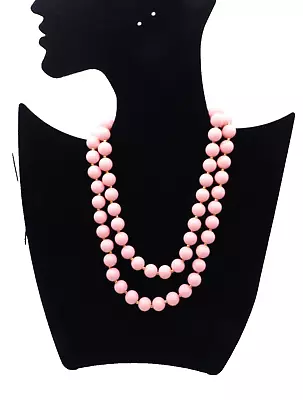 Mrs. Roper Vtg Jewelry Large Pink Faux Pearl Adjustable Necklace Costume • $11.20