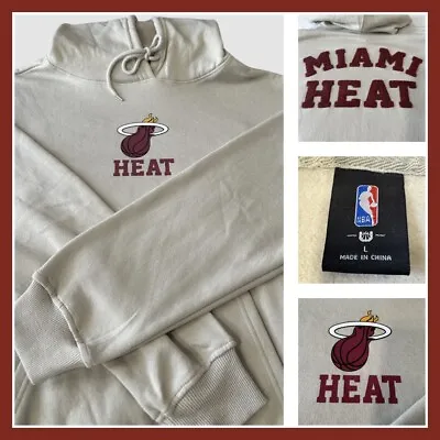 NBA Apparel Miami Heat Beige Hoodie Sweatshirt Old School Felt Lettering On Back • $45.30