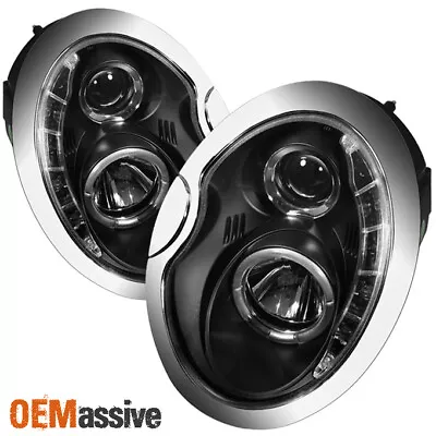 Fits 02-06 Mini Cooper Black Halo Projector DRL LED Strip Headlights Lamps Pair • $224.99