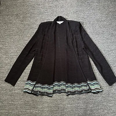 Misook Sweater Women Small Open Cardigan Black Blue Green Open Knit Midi Length  • $17.38