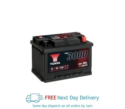 Yuasa YBX3075 SMF Battery 550 CCA 60Ah 3 Year Warranty • £70.86