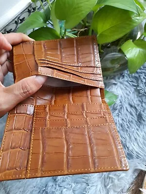 BROWN Genuine Alligator Crocodile Leather Skin Men's Bifold Wallet Credit Card • $128