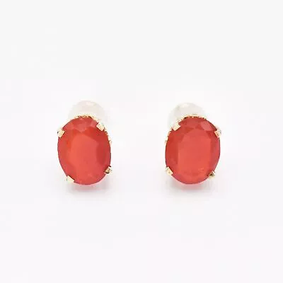 14k Yellow Gold Mexican Fire Opal Approx. 6ct Tw Post/Stud Earrings • $305.14