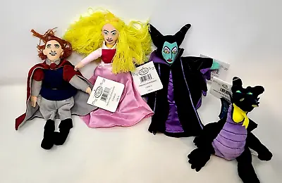 Disney Store Aurora Maleficent Dragon Prince Phillip Lot Of 4 Bean Bag Plush • $27.99