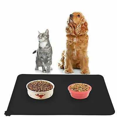 £5.99 • Buy Dog Food Mat Pet Cat Puppy Silicone Feeding Non Slip Waterproof Bowl Placemat UK