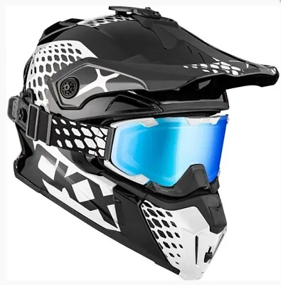 Ckx Titan Snowmobile Helmet Viper Blk/white Go Pro Mount Flip Down Front 2 Goggl • $356.99