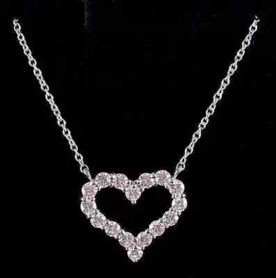 Tiffany & Co Platinum Round G VS2 Diamond Heart Style Necklace 64ctw 4 54g • $1.54