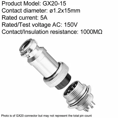 GX20 Aviation Plug + Socket Cable Connector Panel Mount 2-15 Pin M20 Male Female • £4.29