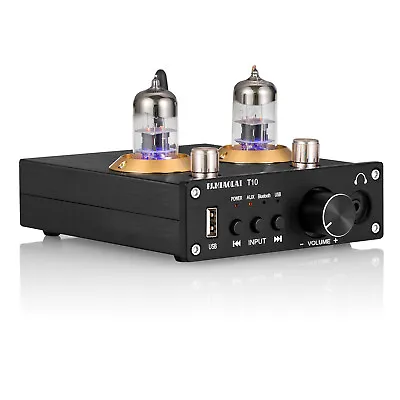 HiFi Bluetooth 5.0 Valve Tube Amplifier Stereo Receiver Headphone Amp USB Player • £107.99