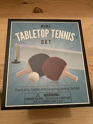 Mini Tabletop Tennis Set Contains 2 Paddles Ball And A Net - New *** • $8.99