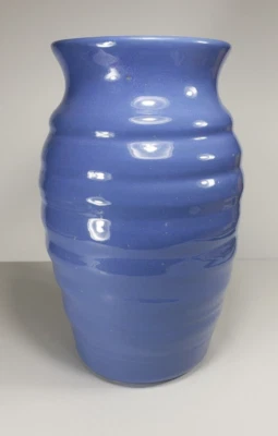 $100 • Buy Vintage Large Zanesville Stoneware B7 Glossy Blue Hand Thrown Art Pottery Vase