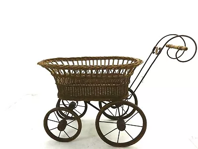 Antique Victorian Wicker Doll Buggy Pram Stroller • $221.45