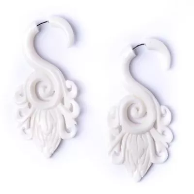 £26.28 • Buy Fake Ear Stretcher Earrings Bone Long Spiral Tribal Cheater - 81stgeneration