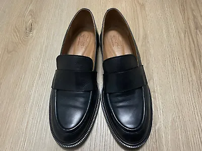 Miz Mooz EU 37 US 6.5 Worn Once EUC Loafers Black All Leather • $39.99