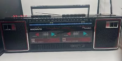 Vintage Magnavox Super Tandem Cassette Boombox High Speed Dubbing Tested Read! • $50.99