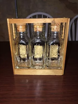 Vintage Honey Corked Glass  Bottles Set Of 3 4 Oz Each • $22