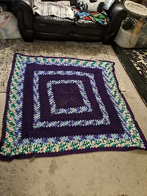 Hand Made Purple Pink Blue Ombre Crochet Square Blanket Afghan Handmade 5 X 5  • $29.99