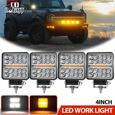 4x DUAL COLOR DITCH LIGHT PODS SIDE STROBE AMBER 48W White + Amber Flush Mount • $54.99