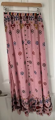 $59.95 • Buy Ladies Arnhem Pink Button Front Maxi Skirt Size 8