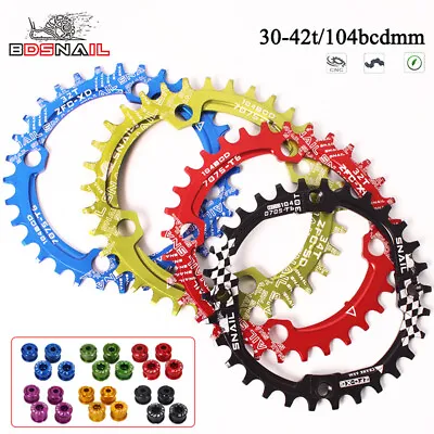$11.83 • Buy SNAIL Chainring 30-42T 104BCD Aluminum MTB Bike Round Oval Narrow Wide Sprockets