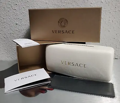 Versace White Leather Clamshell Large Sunglasses Case+cloth+booklet+box • $29.25