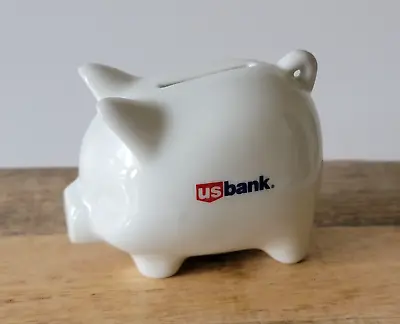 Vintage US Bank Porcelain Ceramic Piggy Bank Small Size 3 1/2  X 2 1/2  White • $11.80