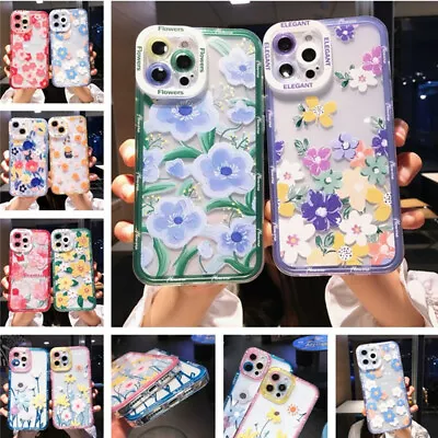 $7.69 • Buy For IPhone 14 13 12 Pro Max 11 XR Cute Flower Soft Clear Case Lens Protect Cover