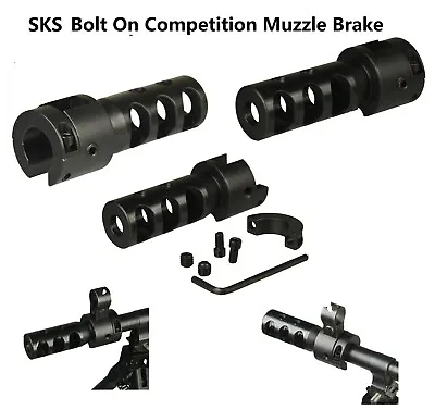 SKS 7.62x39mm Bolt On Competition Muzzle Brake Recoil Reducer 2PC Tighten Screws • $36.99