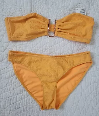 NEW! H&M 2 PC Banduae Orange Bikini Swimsuit Top SZ/14 Bottom SZ/12 NWT • $8.95