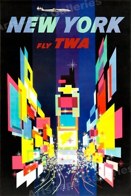 $12.95 • Buy TWA Times Square NYC 1960s Vintage Style Travel Poster - 16x24