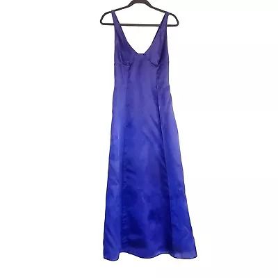 Vintage Nicole Miller Silk Iridescent Gown Size 8 Blue Purple Tailored Pleat • $50