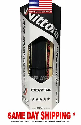 Vittoria Corsa G 2.0 Graphene Clincher 700 X 23 Black / Tan (para)   USA Based • $59.90