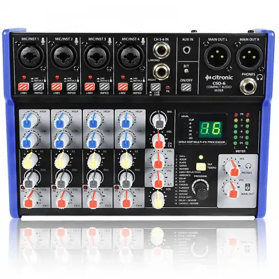 £109 • Buy CSD-6 6 Channel Compact Mixer With BT Wireless And 16 Program DSP Effects
