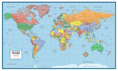 48x78 World Classic Elite Large Wall Map Poster And Mural  • $59.95