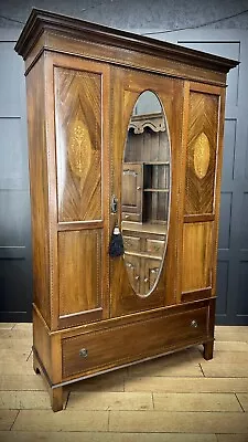 Antique Edwardian Wardrobe /Mahogany Armoire/ Vintage Wardrobe /Hall Cupboard • £395