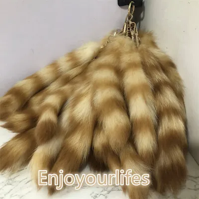 Wholesale 10  Real Raccoon Fur Tail Dyed Tail Keychain Cosplay Toys Bag Pendant • $6.98