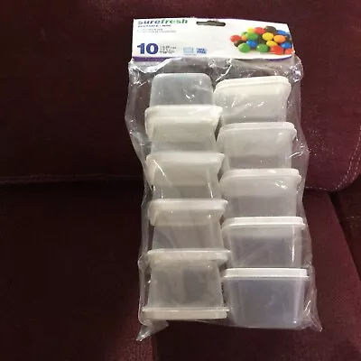 New Sure Fresh 10 Small Mini Plastic Storage Containers For Food Crafts Etc. • $5.99