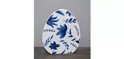 Blue Floral Wood Decor 6 X 5 Inch Home Decor Egg Shape • $10